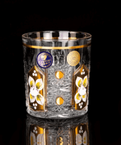 Krištáľové brúsené poháre Laura na whisky 320 ml ručná maľba set 6 kusov