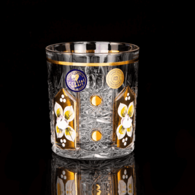 Krištáľové brúsené poháre Laura na whisky 320 ml ručná maľba set 6 kusov