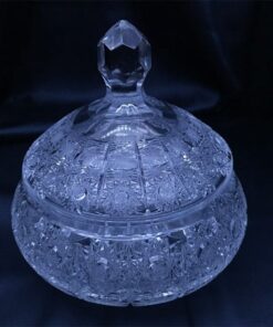 Krištálová brúsená dóza 16 cm s viečkom