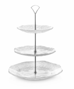 Podnos na zákusky DIAMAN číry D28-22-18 cm H35 cm