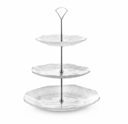 Podnos na zákusky DIAMAN číry D28-22-18 cm H35 cm