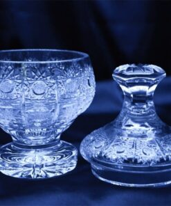 Krištálová brúsená dóza 16,5 cm s viečkom