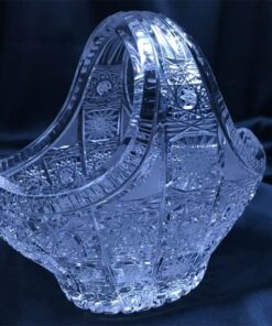 Krištálový brúsený dekoratívny košík 14 cm