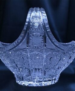 Krištálový brúsený dekoratívny košík 14 cm