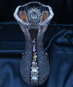 Krištáľová brúsená váza 28 cm ručná maľba