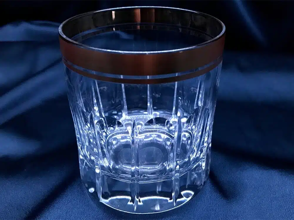 Krištálové brúsené poháre 250 ml set 6 kusov ručná maľba zlatom