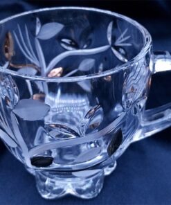 Krištálová brúsená šálka 150 ml ručná maľba zlatom