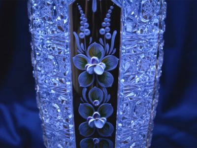 Krištáľová brúsená váza 21 cm ručná maľba