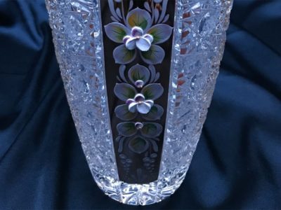 Krištáľová brúsená váza 21 cm ručná maľba