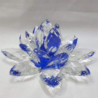 Krištálový lotosový kvet modrý 20 cm