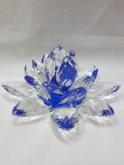 Krištálový lotosový kvet modrý 20 cm