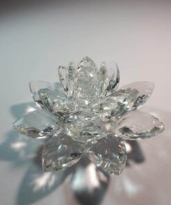 Krištálový brúsený lotosový kvet číry 11 cm