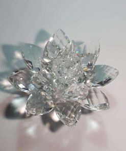 Krištálový brúsený lotosový kvet číry 11 cm