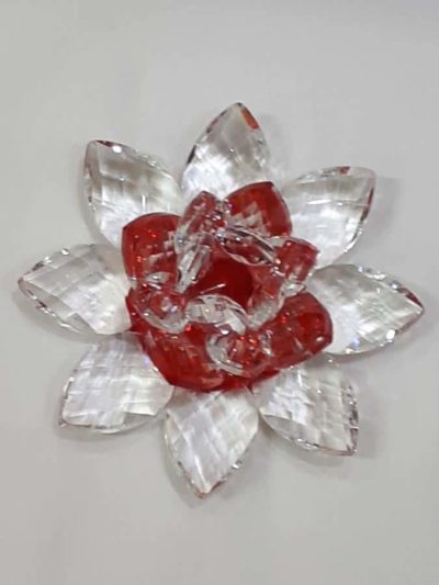 Krištálový brúsený lotosový kvet červený 11 cm