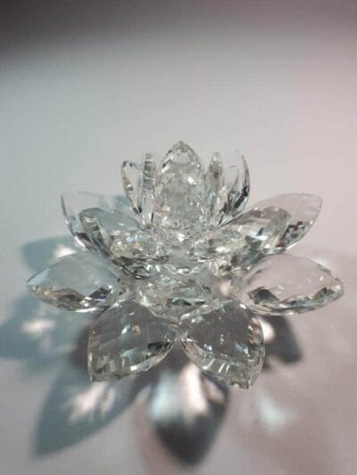 Krištálový brúsený lotosový kvet číry 15 cm