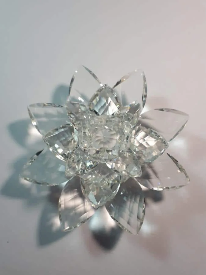 Krištálový brúsený lotosový kvet číry 15 cm