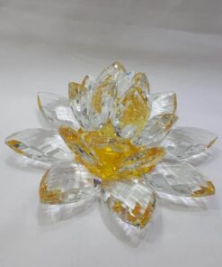 Krištálový brúsený lotosový kvet žltý 20 cm