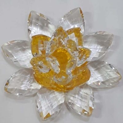Krištálový brúsený lotosový kvet žltý 11 cm