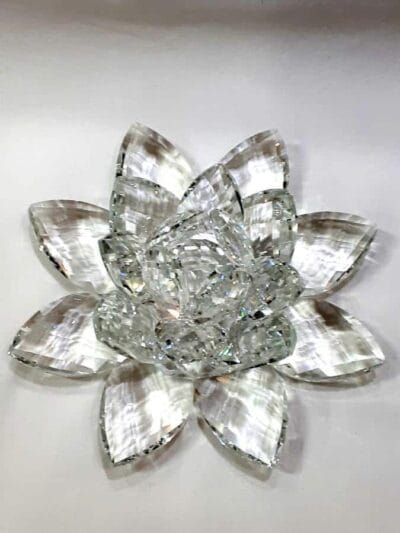 Krištálový brúsený lotosový kvet číry 20 cm