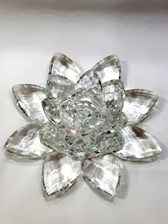 Krištálový brúsený lotosový kvet číry 20 cm