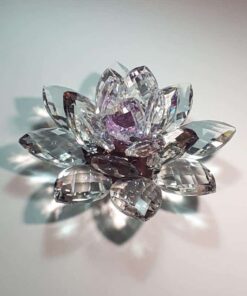 Krištálový lotosový kvet fialový 15 cm
