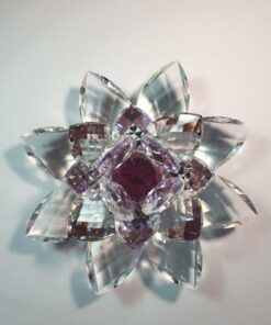 Krištálový brúsený lotosový kvet fialový 15 cm
