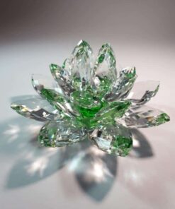 Krištálový brúsený lotosový kvet zelený 15 cm
