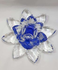 Krištálový brúsený lotosový kvet modrý 20 cm