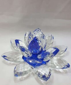 Krištálový brúsený lotosový kvet modrý 20 cm