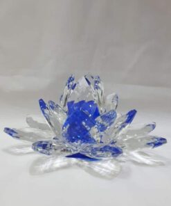 Krištálový brúsený lotosový kvet modrý 20 cm