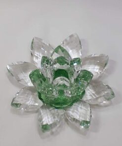 Krištálový brúsený lotosový kvet zelený 11 cm