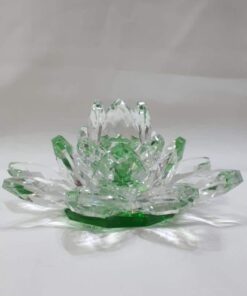 Krištálový brúsený lotosový kvet zelený 11 cm