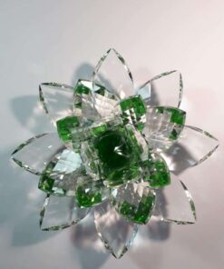 Krištálový brúsený lotosový kvet zelený 20 cm