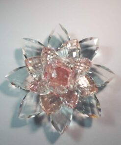 Krištálový brúsený lotosový kvet ružový 20 cm