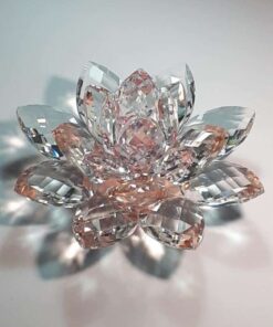 Krištálový brúsený lotosový kvet ružový 20 cm