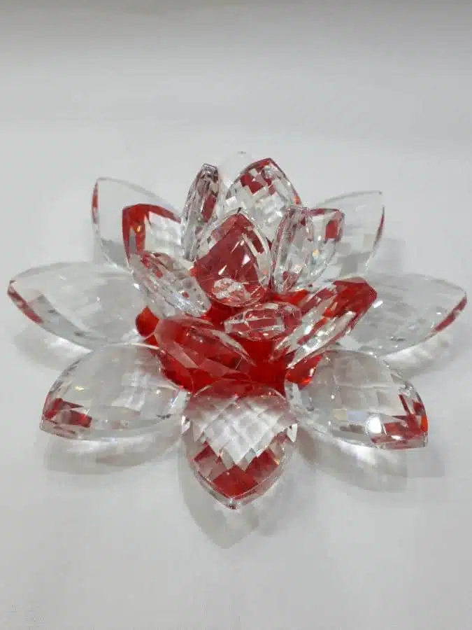 Krištálový lotosový kvet červený 11 cm