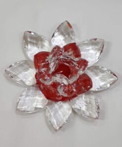 Krištálový brúsený lotosový kvet červený 11 cm