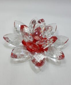 Krištálový brúsený lotosový kvet červený 11 cm