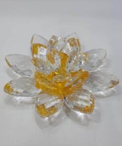 Krištálový brúsený lotosový kvet žltý 11 cm