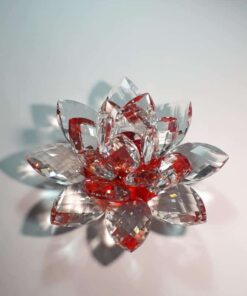 Krištálový brúsený lotosový kvet červený 15 cm