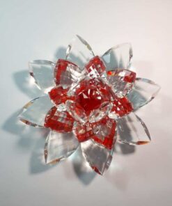 Krištálový brúsený lotosový kvet červený 15 cm