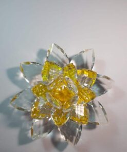 Krištálový brúsený lotosový kvet žltý 15 cm