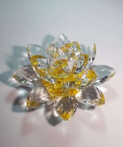 Krištálový brúsený lotosový kvet žltý 15 cm