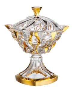 Krištálová miska na nohe Samboa gold 25 cm