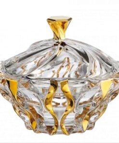 Krištálová dóza Samboa gold 21 cm