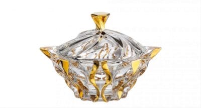 Krištálová dóza Samboa gold 21 cm
