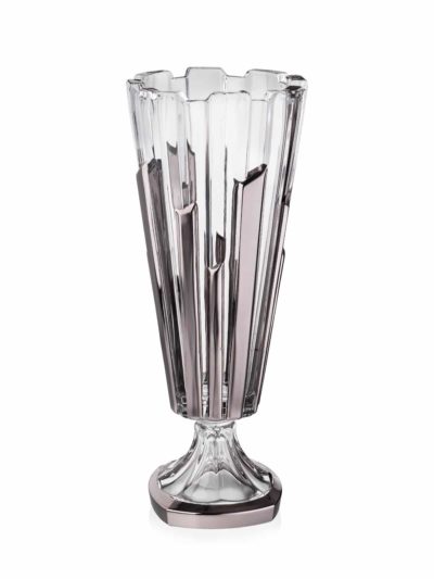 Krištálová váza na nohe Chordoa platinum 40,5 cm