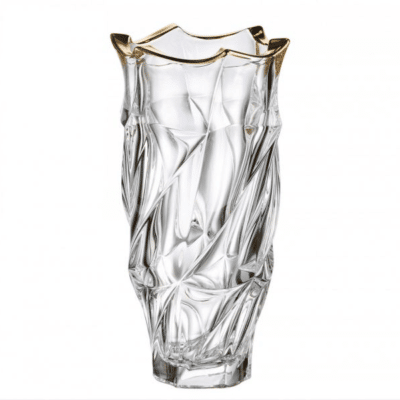 Krištálová brúsená váza Flamon soft gold 30 cm