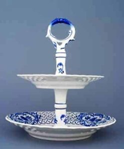 Cibulák – Etažér 2-dielny prelamovaný 18+24 cm – originál cibuľový porcelán 1. akosť