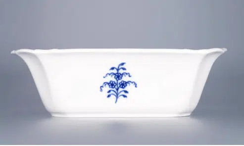 Cibulák – Misa 4-hranná s prelamovanými uškami 19 cm – originál cibuľový porcelán 1. akosť